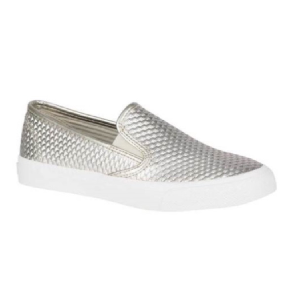 SOLD Silver Sperry’s Perforated Slip-Ons